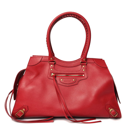 Balenciaga Grained Calfskin Neo Classic Gold Hardware Large Top Handle Bag Medium Red 1 of 12