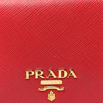 Prada Saffiano Metal Compact Snap Bi-Fold Wallet Fuoco 8 of 13