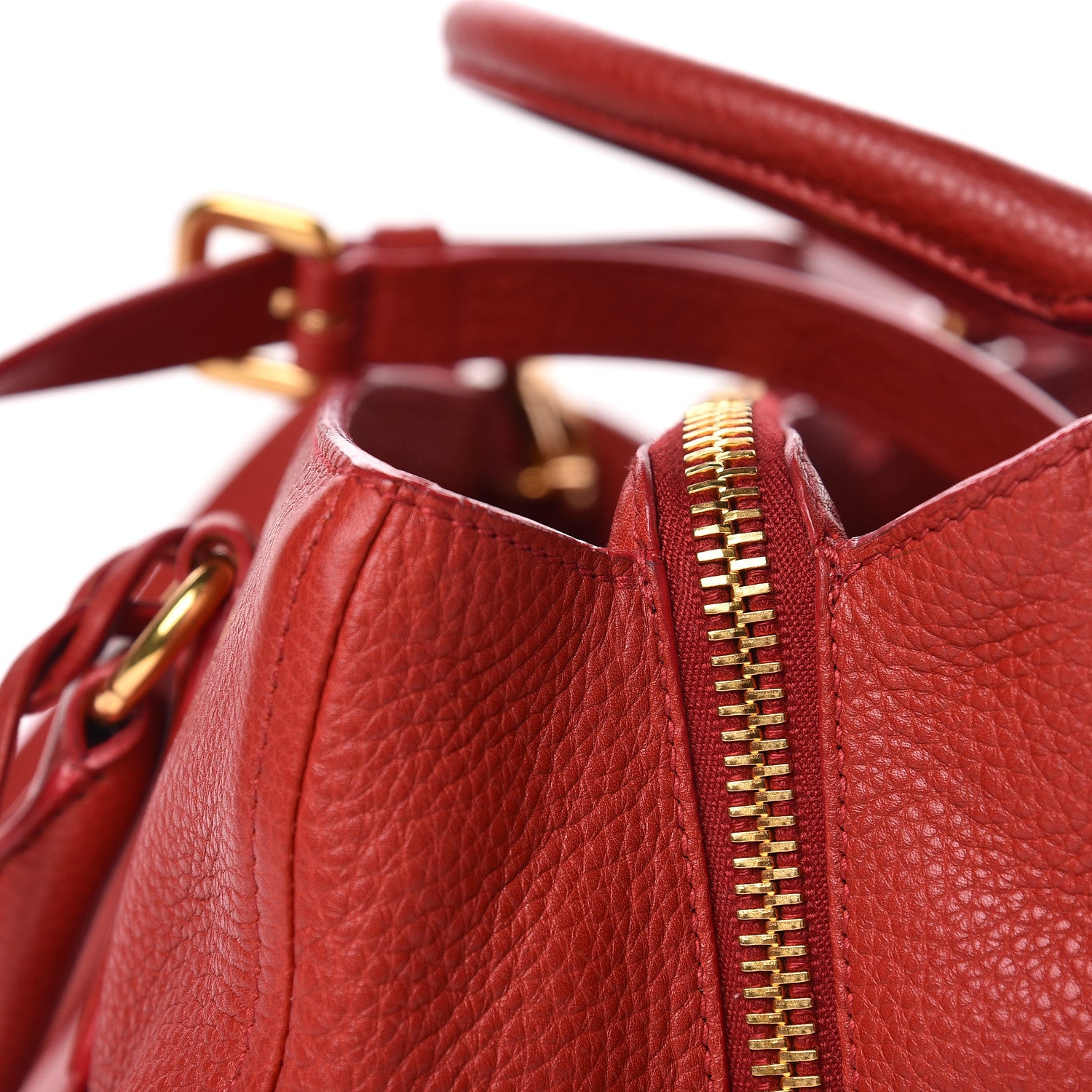 Prada Vitello Daino Small Double Tote Rosso 12 of 13