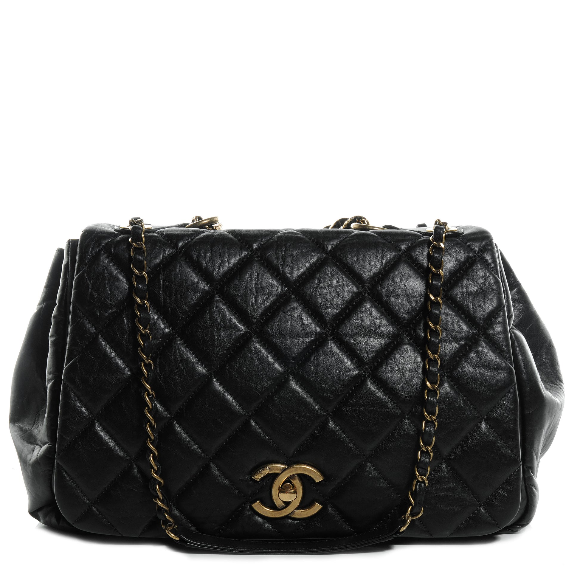 Chanel Aged Calfskin Quilted Large Pondichery Flap Black 1 of 9