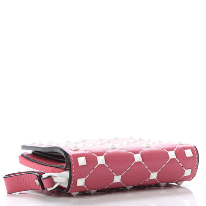 Valentino Garavani Lambskin Free Rockstud Spike Compact Zip Around Wallet Shadow Pink 4 of 9