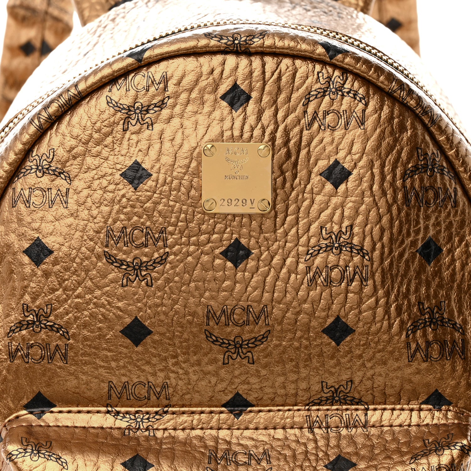 MCM Metallic Visetos Small Stark Backpack Gold 7 of 10