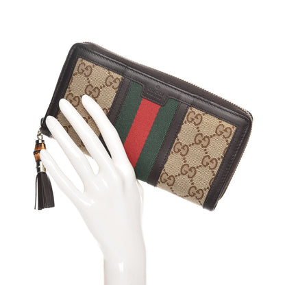 Gucci Monogram Web Rania Zip Around Wallet Dark Brown 2 of 8