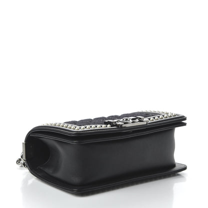 Chanel Calfskin Pearl Tweed Small Boy Flap Black 4 of 10