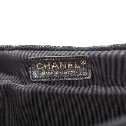Chanel Velvet Camellia Stamped XXL Travel Flap Bag Black 6 of 12