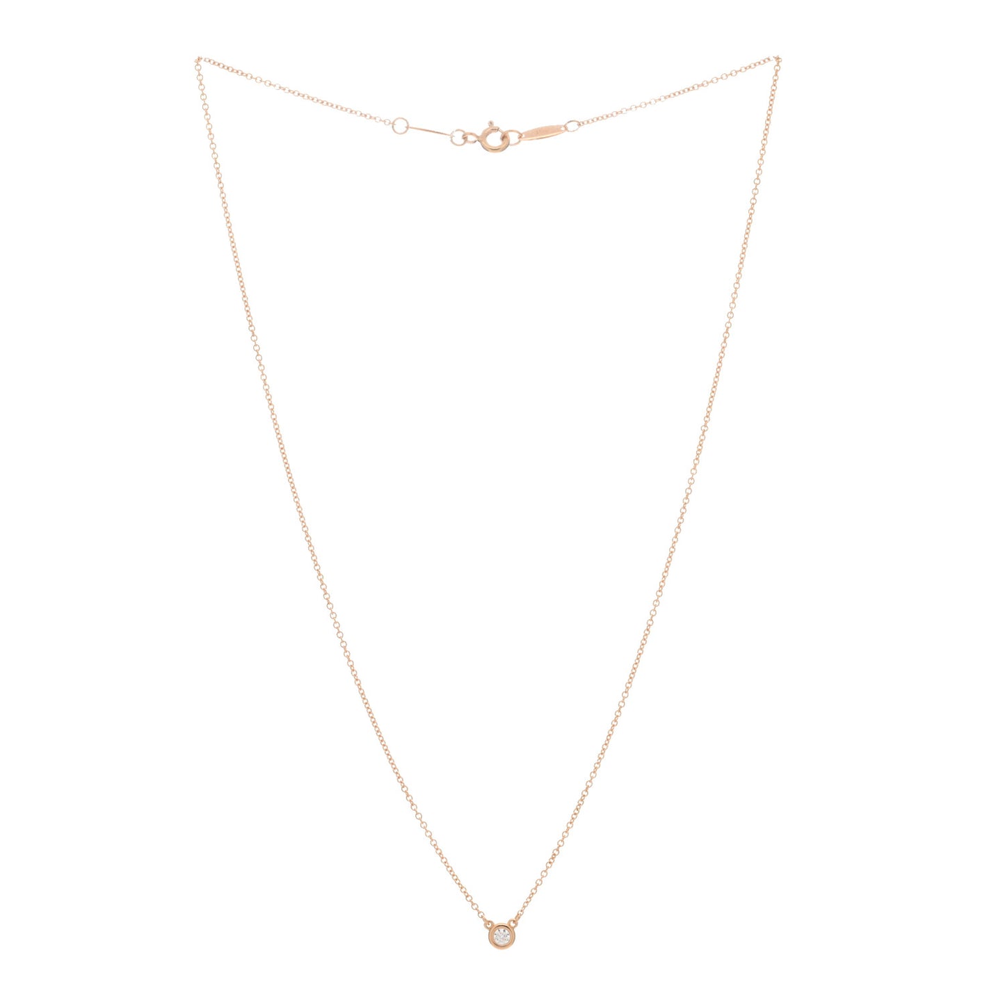 18K Rose Gold Diamond .07ct Elsa Peretti Diamonds by the Yard Pendant Necklace