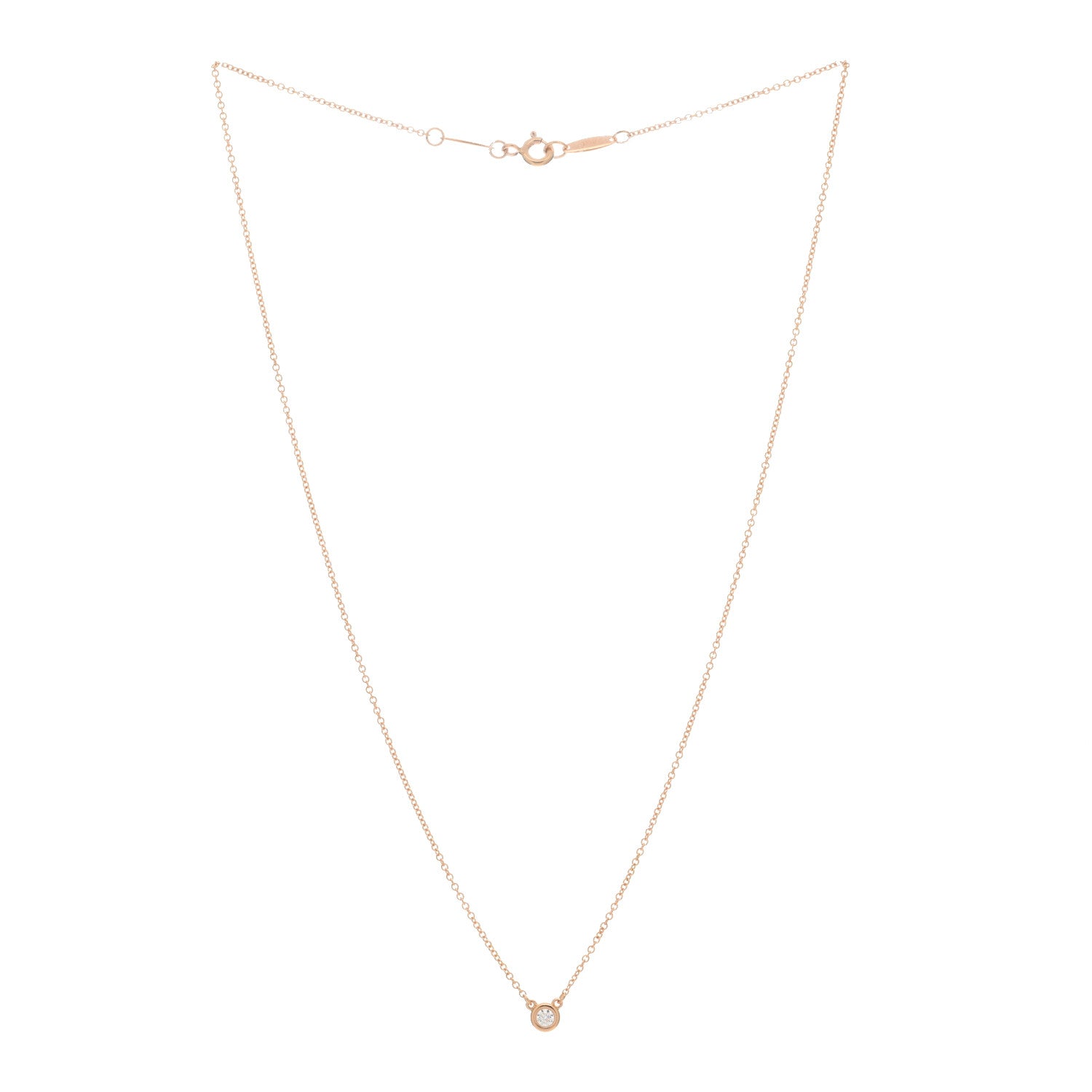Tiffany 18K Rose Gold Diamond .07ct Elsa Peretti Diamonds by the Yard Pendant Necklace 2 of 3