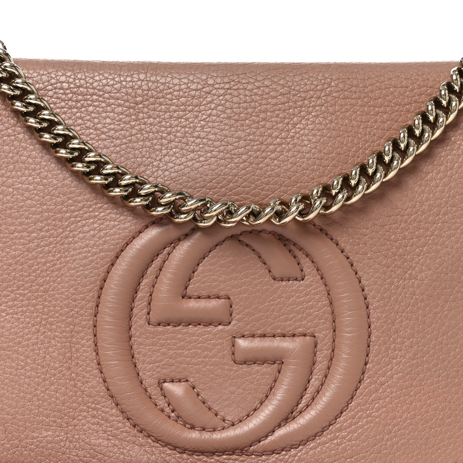 Gucci Pebbled Calfskin Medium Soho Flap Crossbody Pale Pink 8 of 10