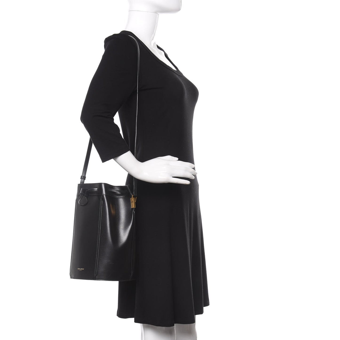 Smooth Calfskin Medium Talitha Bucket Bag Black