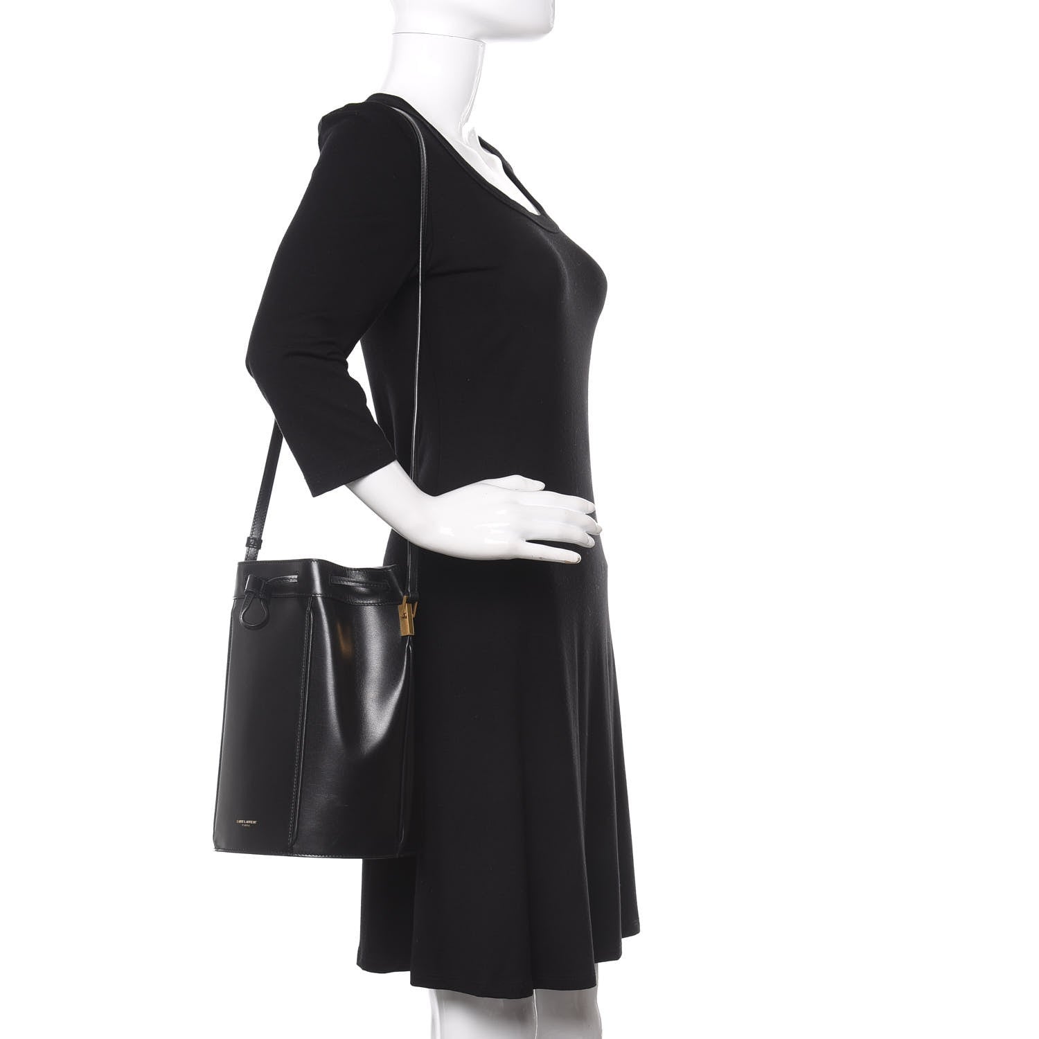 Saint Laurent Smooth Calfskin Medium Talitha Bucket Bag Black 2 of 10