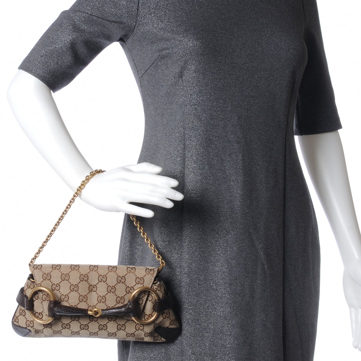 Monogram GG Small Horsebit Clutch Ebony