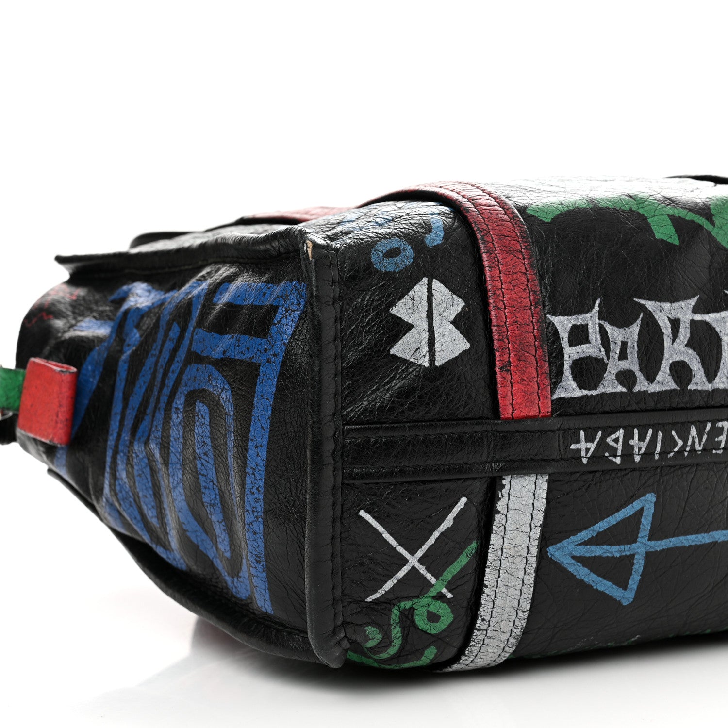 Balenciaga Agneau Arena Graffiti All Over S Bazar Shopper Tote Black Vert Rouge 9 of 23