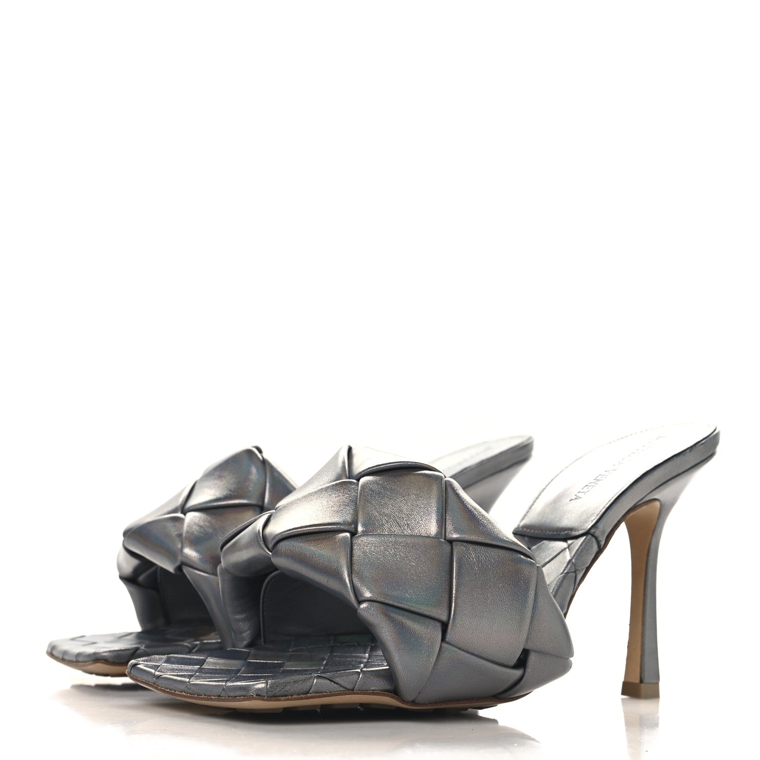 Bottega Veneta Laser Nappa Maxi Intrecciato Lido 90mm Mule Sandals 38.5 Oyster 4 of 8