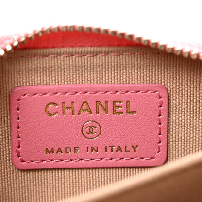 Chanel Caviar Quilted Textured CC Zip Around Coin Purse Pink 6 of 10