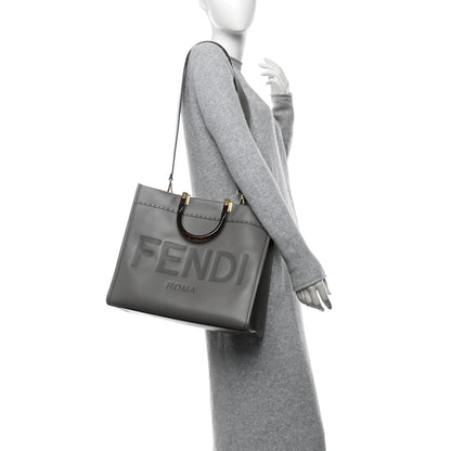 Fendi Vitello King Plexiglass Logo Embossed Medium Fendi Sunshine Shopper Tote Moon 2 of 12