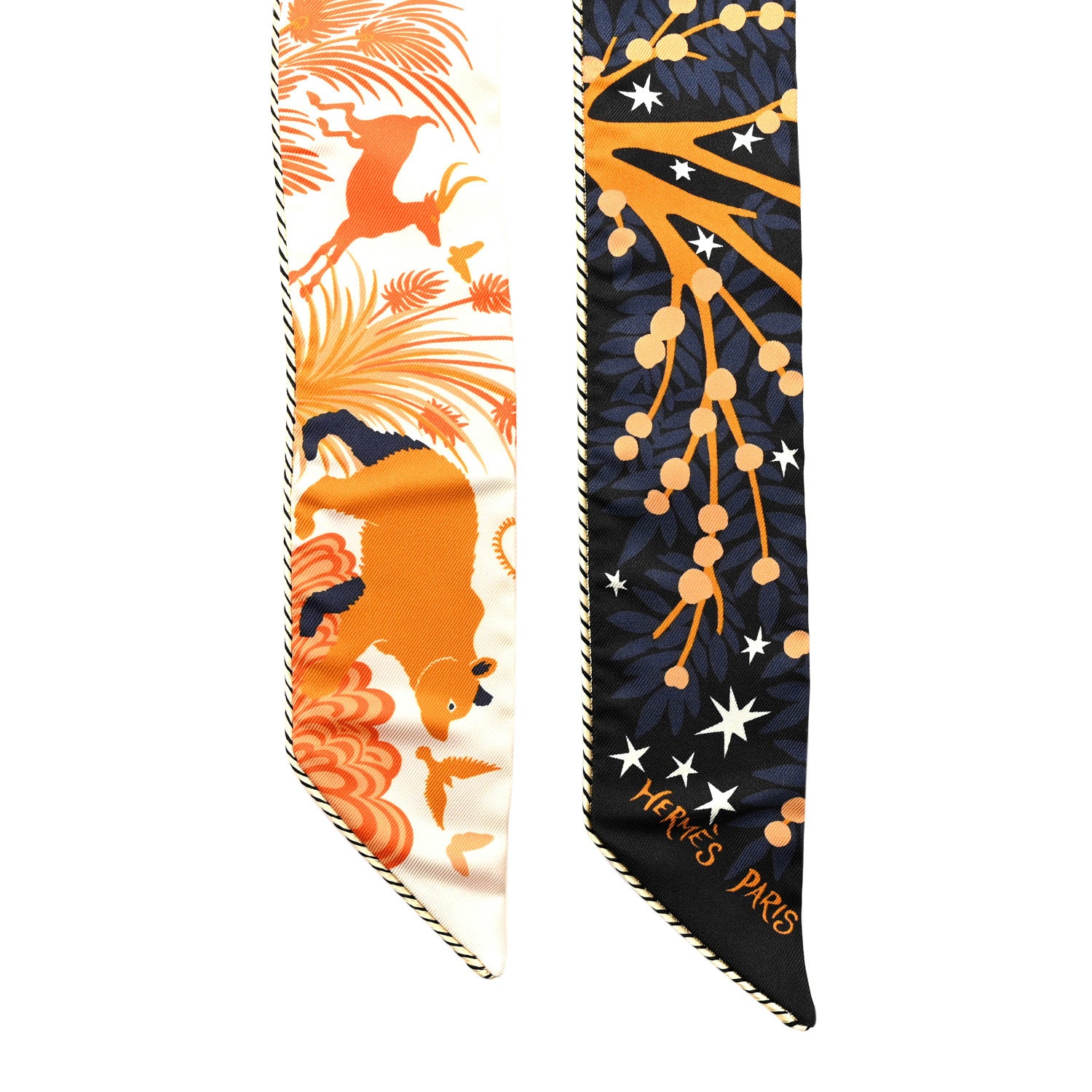 Hermes Silk Le Charme D Orphee Twilly Black Orange Creme 2 of 4