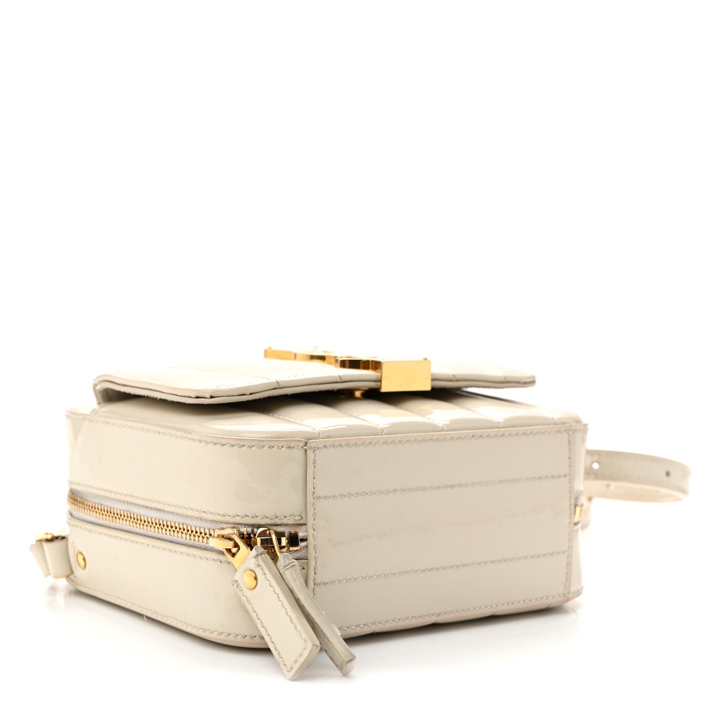 Patent Matelasse Monogram Toy Vicky Camera Bag Off White