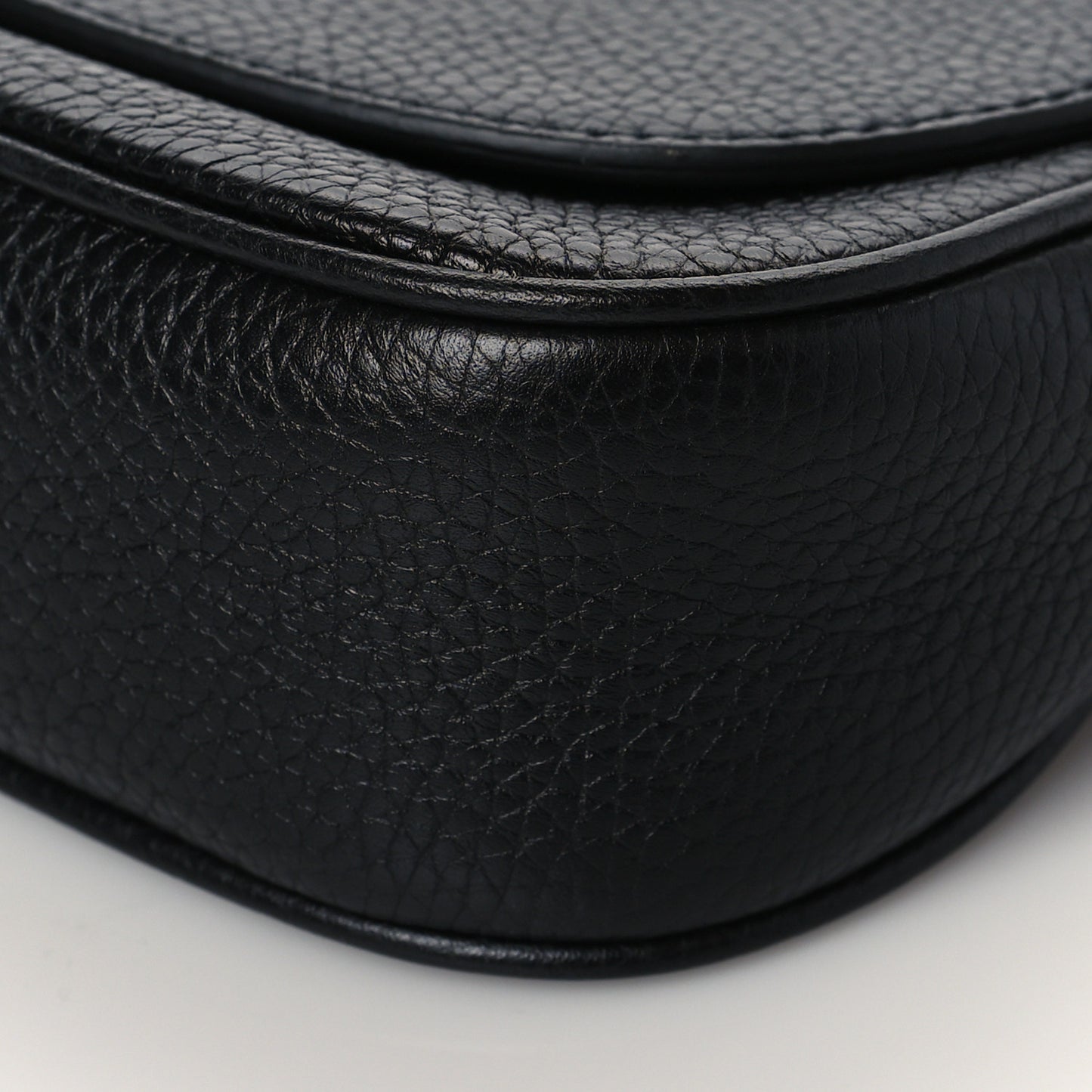 Pebbled Calfskin Medium Soho Flap Crossbody Black
