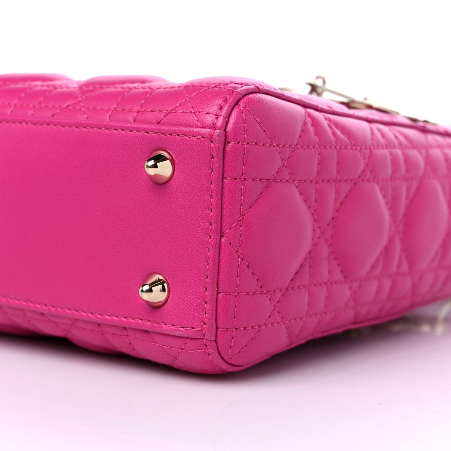 Christian Dior Lambskin Cannage Small Lucky Badges My Lady Dior Magenta 9 of 9