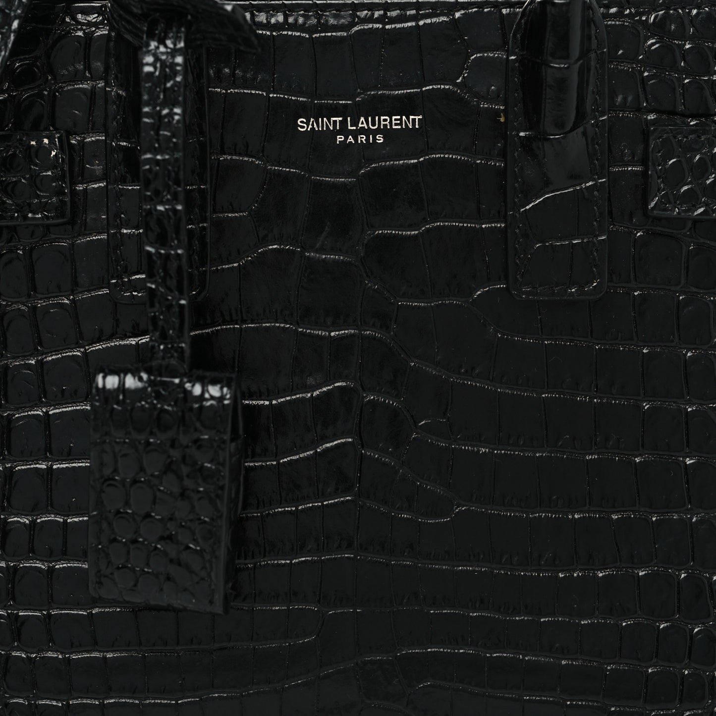 Calfskin Crocodile Embossed Nano Sac De Jour Black