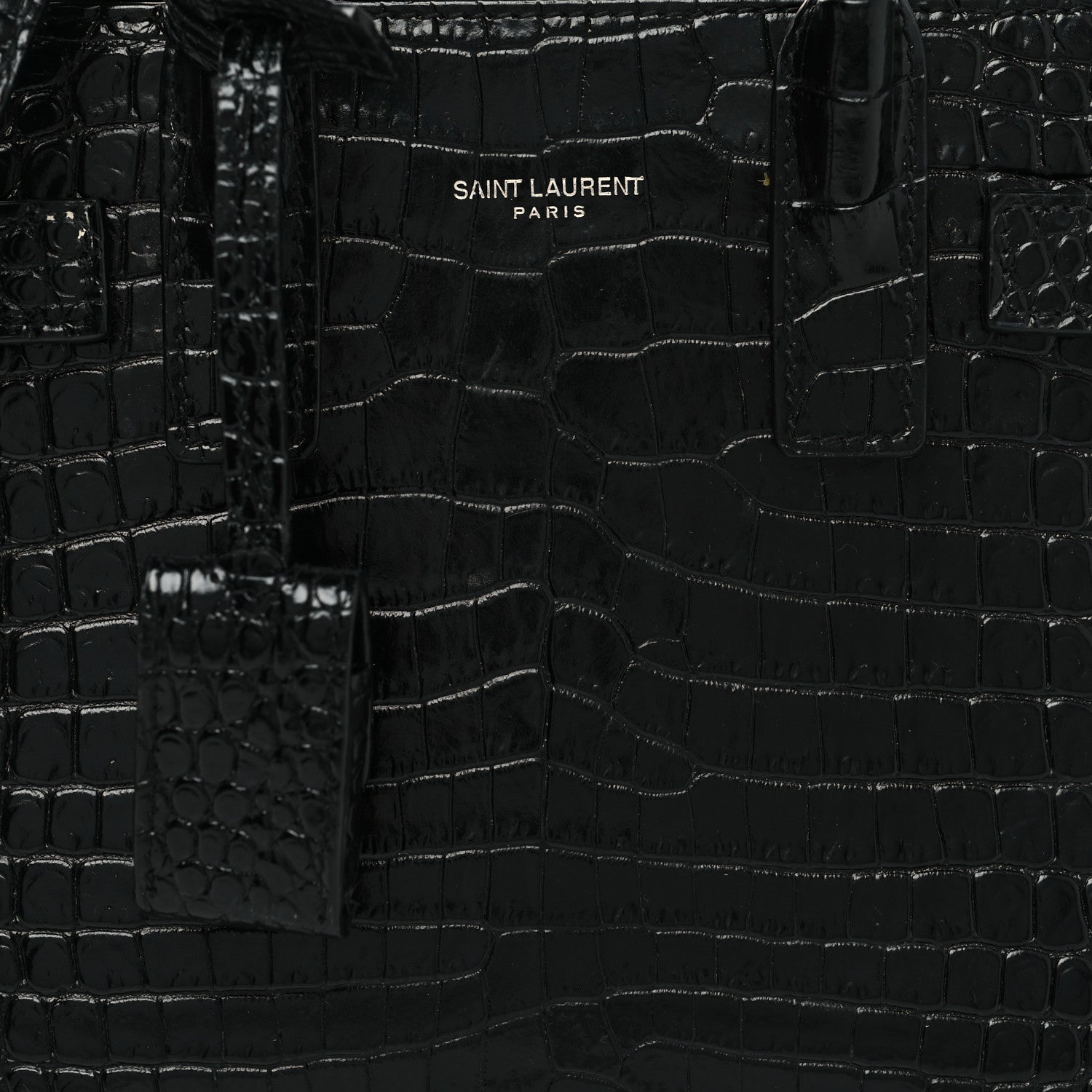 Saint Laurent Calfskin Crocodile Embossed Nano Sac De Jour Black 8 of 11