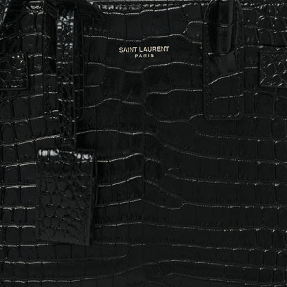 Saint Laurent Calfskin Crocodile Embossed Nano Sac De Jour Black 8 of 11