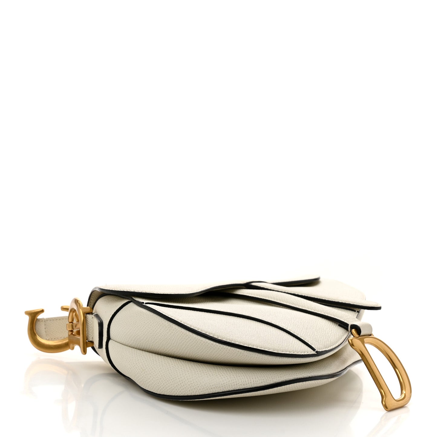 Grained Calfskin Saddle Bag White