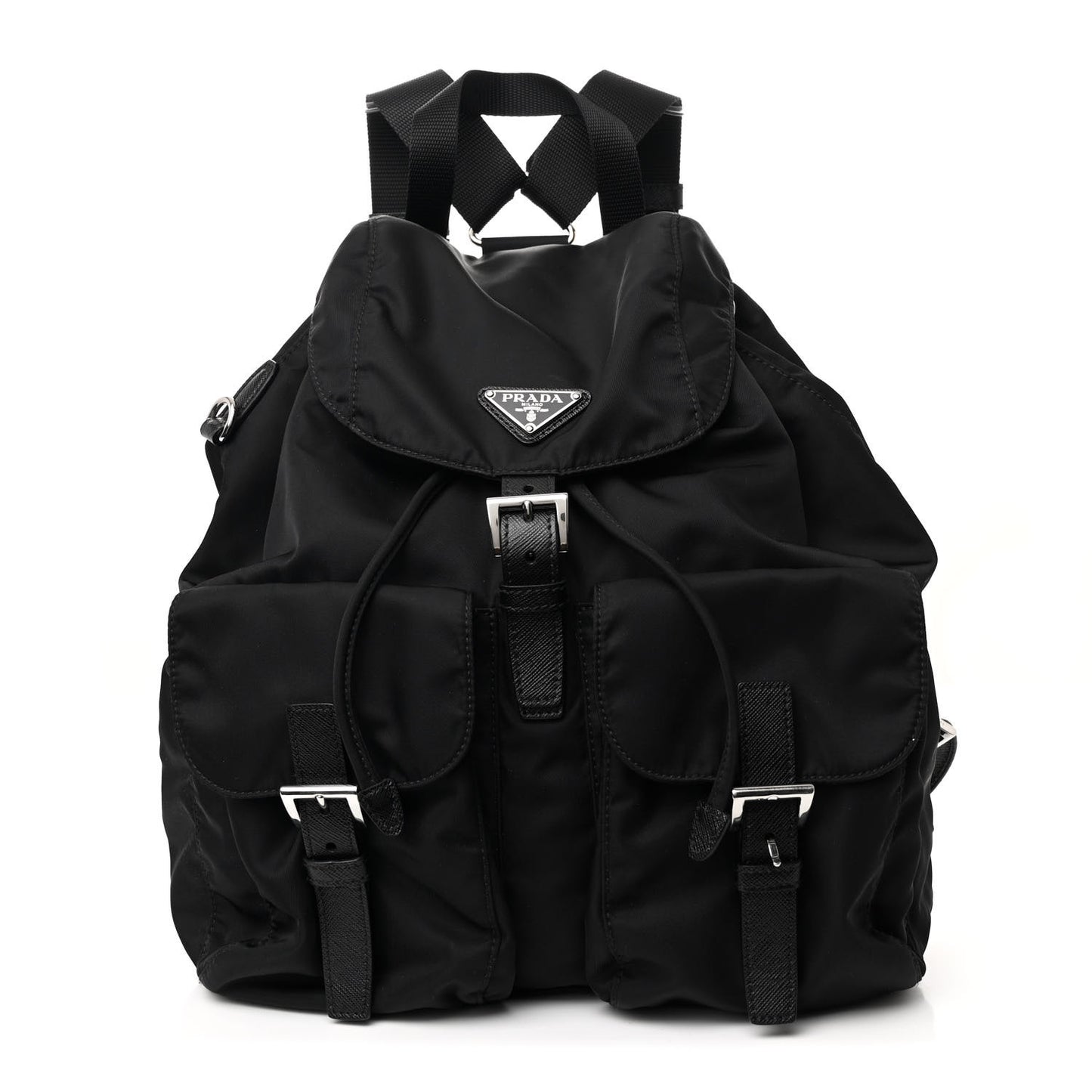 Re-Nylon Saffiano Medium Backpack Black