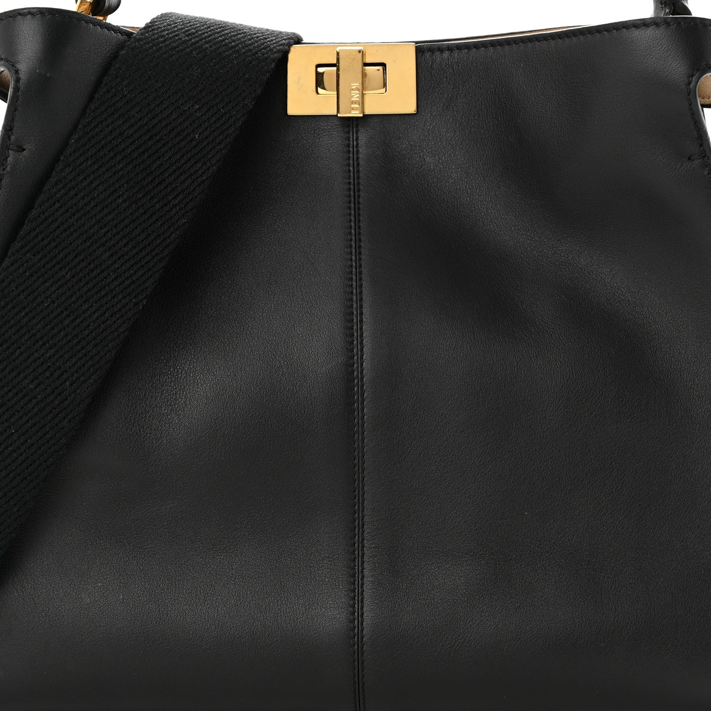 Vitello Seta Glazed Fabric FF 1974 Medium Peekaboo X-Lite Black Mogano Panna