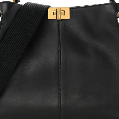 Fendi Vitello Seta Glazed Fabric FF 1974 Medium Peekaboo X-Lite Black Mogano Panna 7 of 9