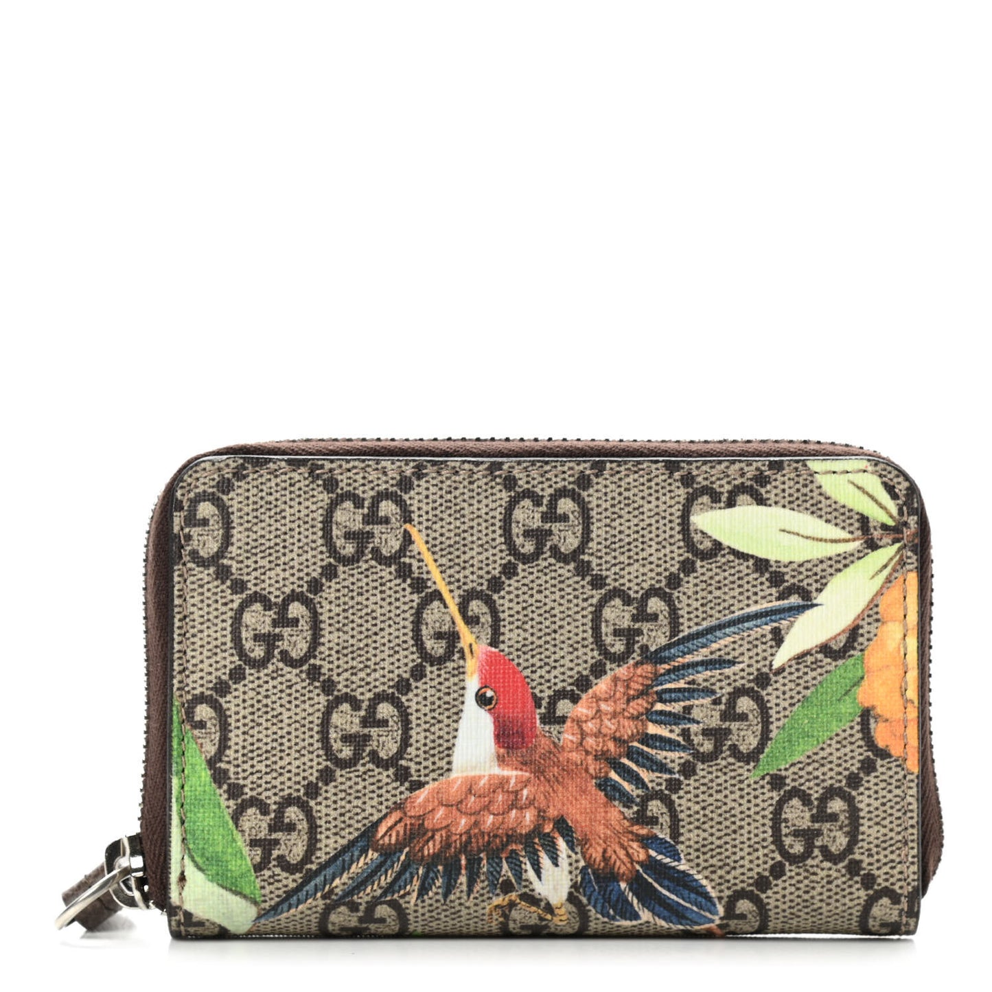 GG Supreme Monogram Tian Zip Around Card Case Wallet Beige Multicolor New Acero