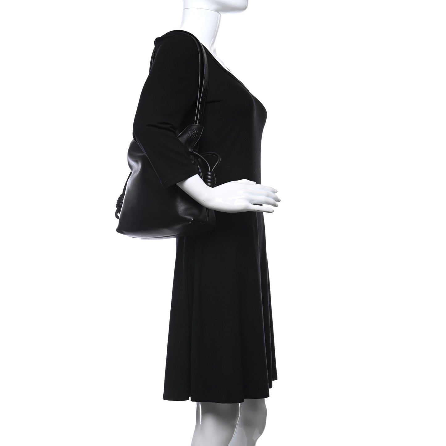 Calfskin Small Flamenco Knot Bag Black