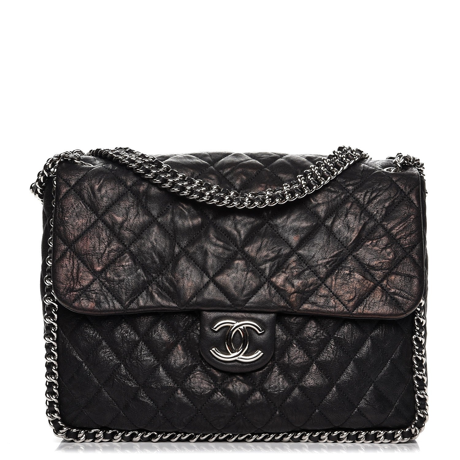 Chanel Washed Lambskin Quilted Maxi Chain Around Flap Black 1 of 9