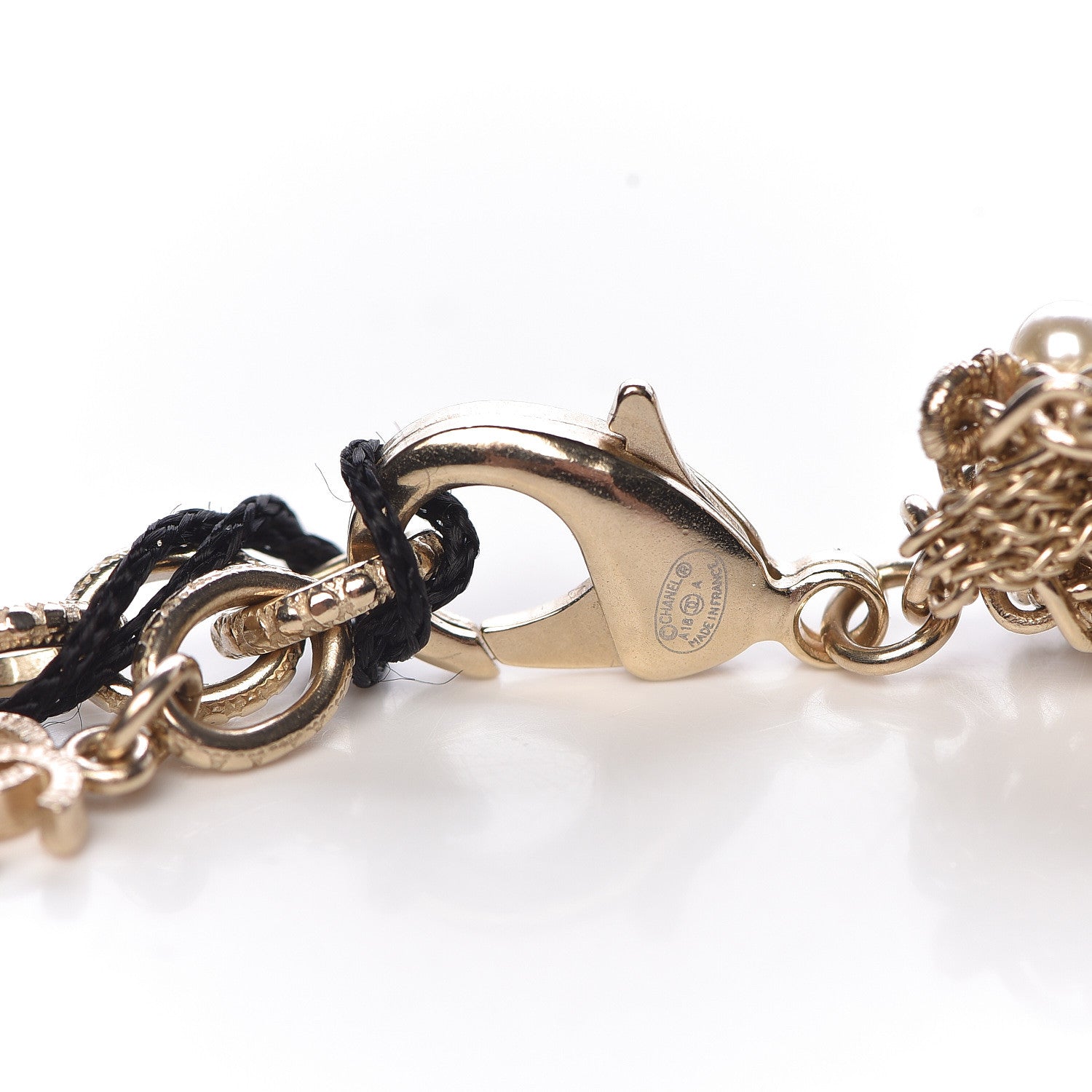 Chanel Pearl Chain CC Long Necklace Golden Pearly White 4 of 6