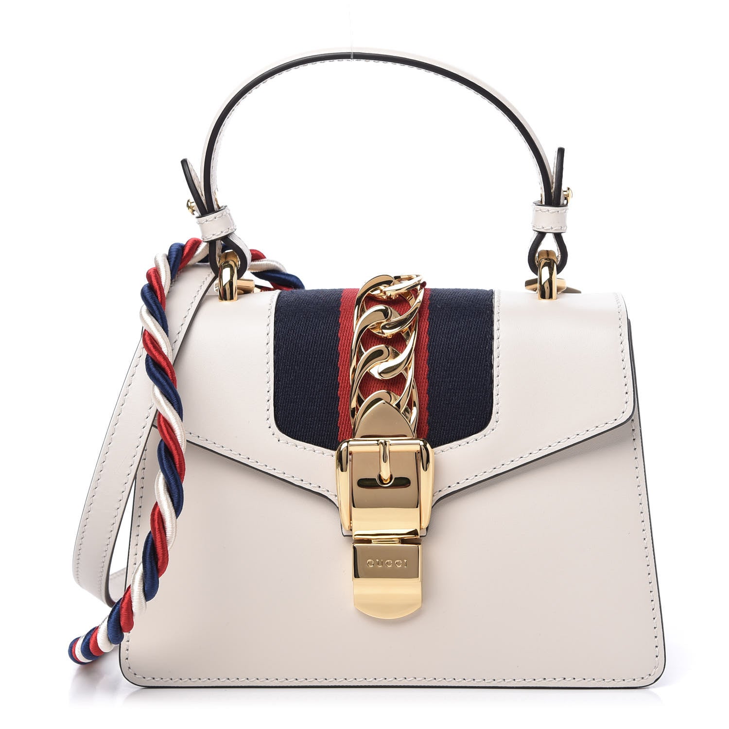 Gucci Calfskin Mini Sylvie Top Handle Bag White 1 of 12