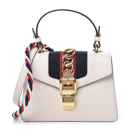 Gucci Calfskin Mini Sylvie Top Handle Bag White 1 of 12
