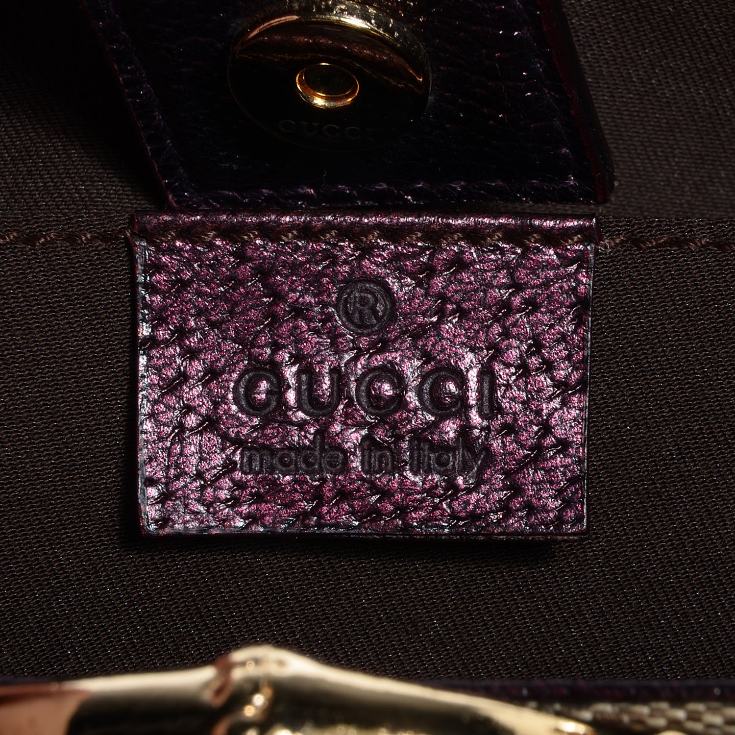 Gucci Monogram Bamboo Chain Shoulder Bag Metallic Purple 6 of 7
