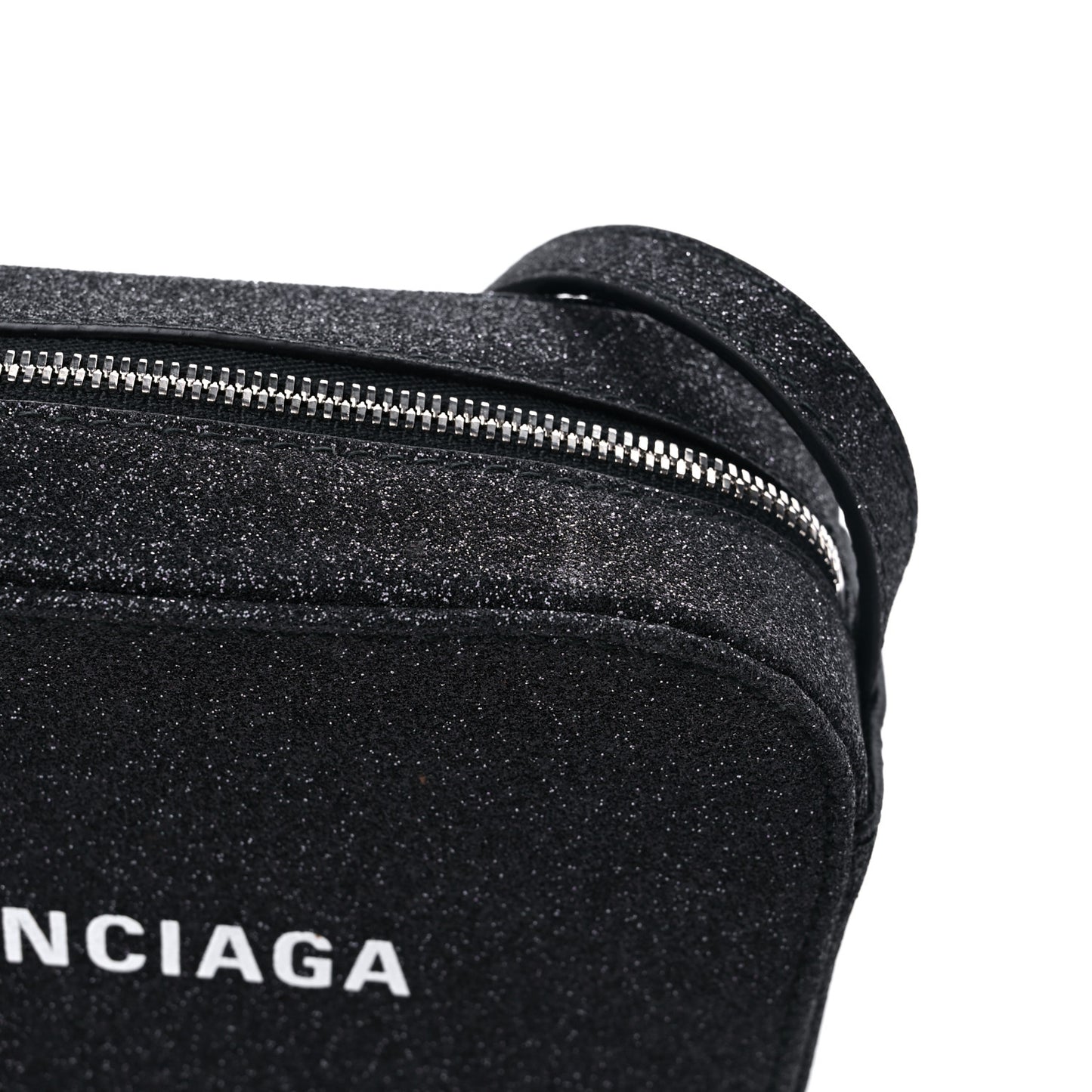 Metallic Calfskin Logo XS Everyday Camera Bag Black