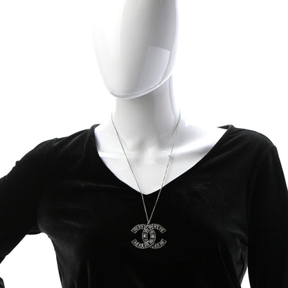 Chanel Baguette Crystal CC Necklace Silver Blue 2 of 5