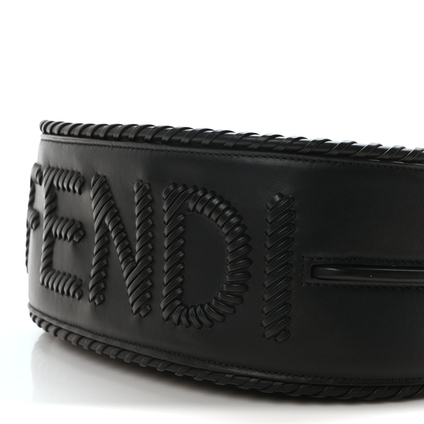 Vitello Grace Matte Whipstitch Small Fendigraphy Hobo Bag Black