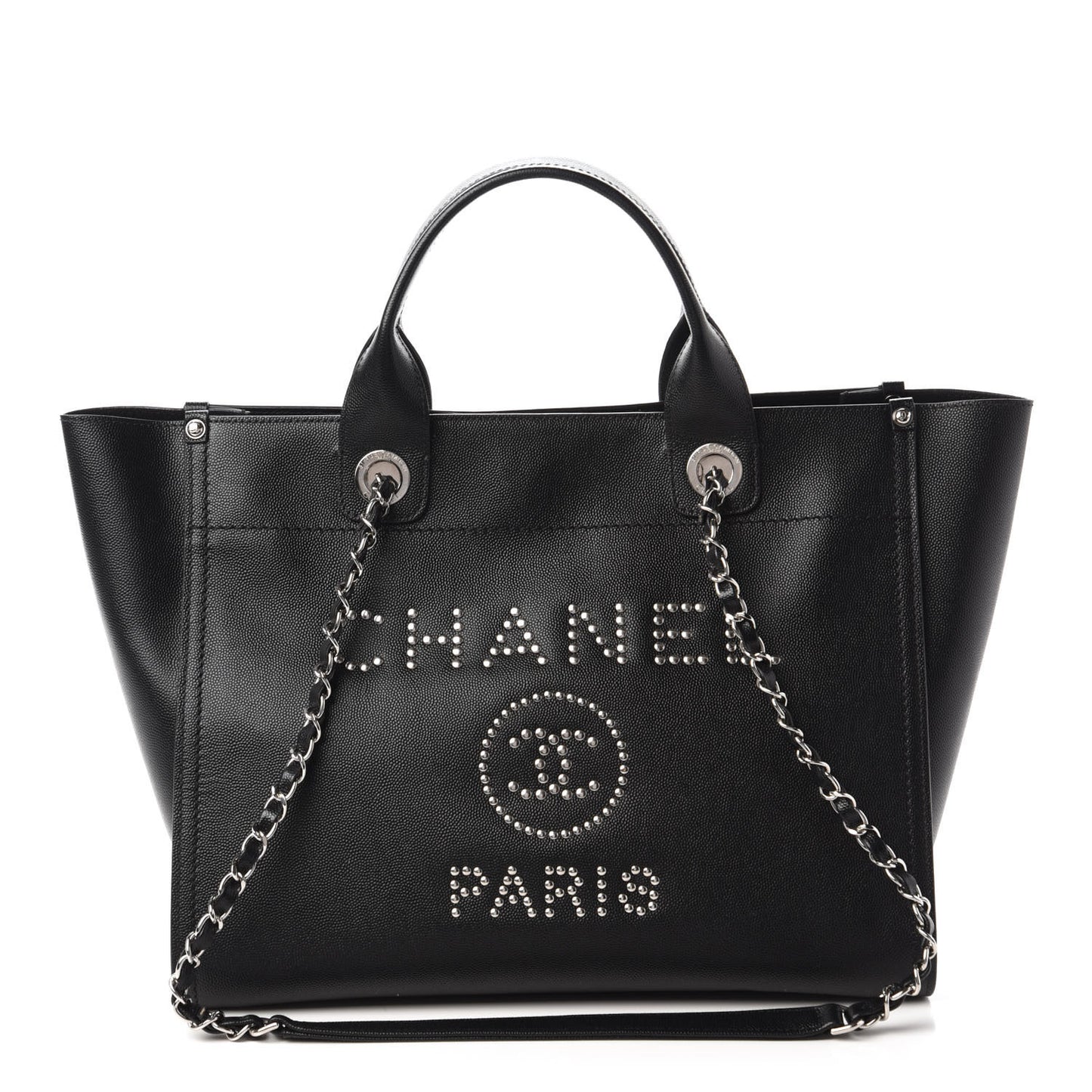 Caviar Small Studded Deauville Tote Black