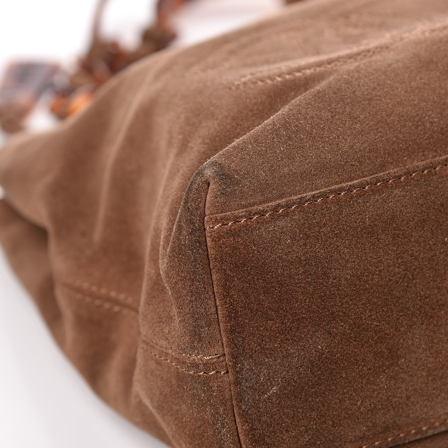 Suede Bekko Chain CC Shopping Tote Dark Brown