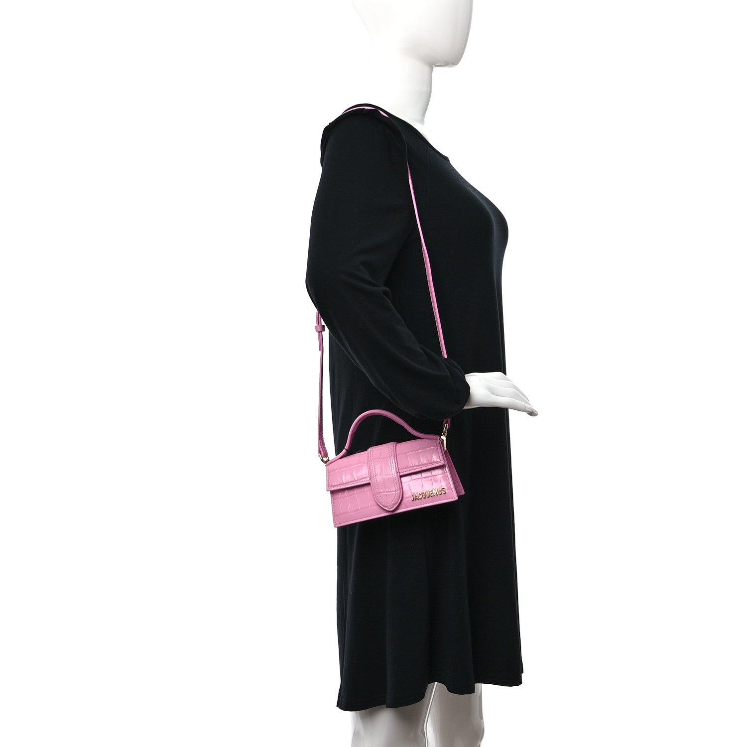 Jacquemus Calfskin Crocodile Embossed Le Bambino Pink 2 of 15