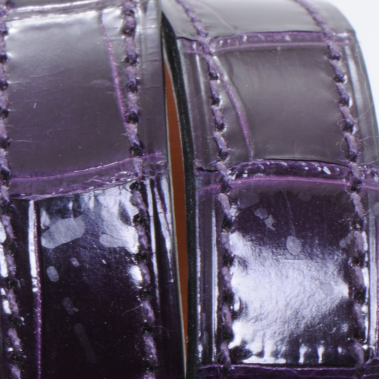 Shiny Alligator Kelly Double Tour Bracelet Small Amethyst