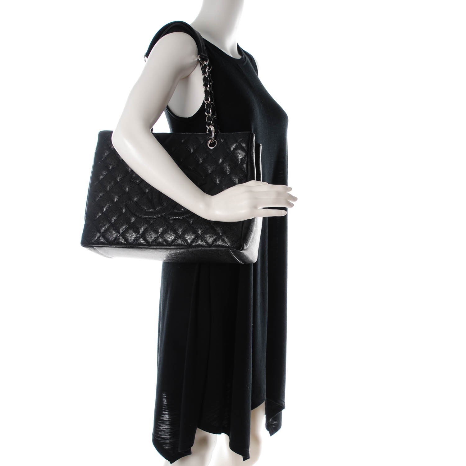 Chanel Caviar Quilted Grand Shopping Tote GST Dark Navy Blue 2 of 7