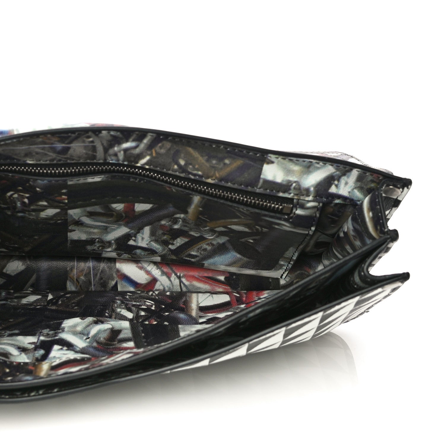Proenza Schouler Triangle Print Calfskin PS1 Pochette Clutch Black White 5 of 11