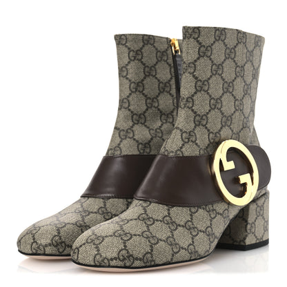 Gucci GG Supreme Monogram Malaga Kid Blondie 55mm Ankle Boots 37 Beige Ebony New Acero 4 of 12