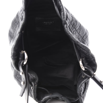 Chanel Glazed Calfskin On The Road Drawstring Tote Black 5 of 12