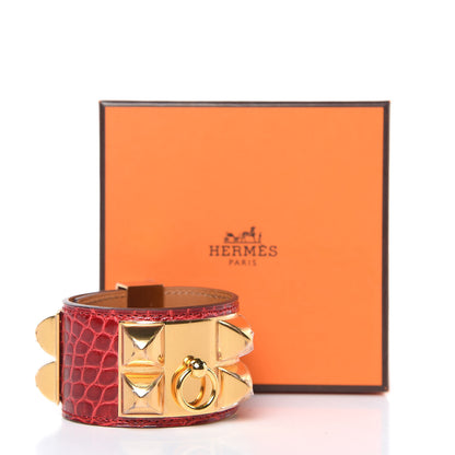 Hermes Shiny Alligator Collier De Chien CDC Bracelet T2 Braise 7 of 7
