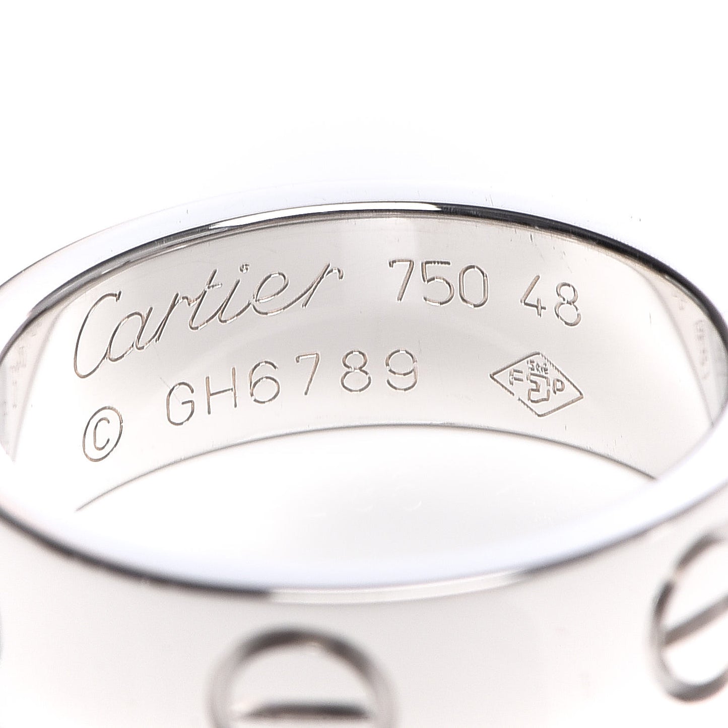 18K White Gold 5.5mm LOVE Ring 48 4.5